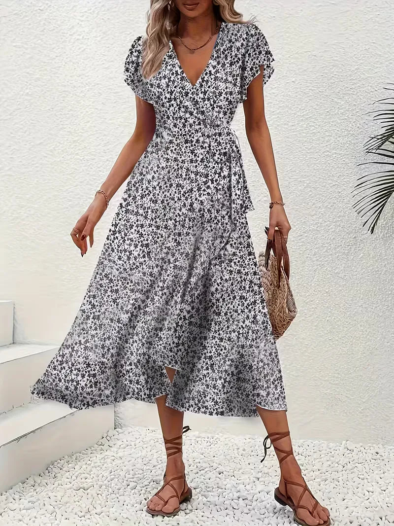 Florales Wickelkleid für Damen