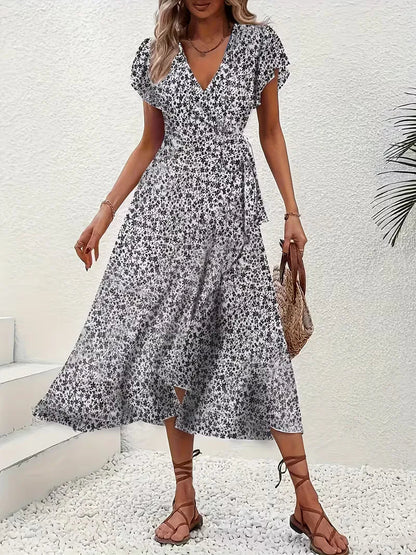 Florales Wickelkleid für Damen