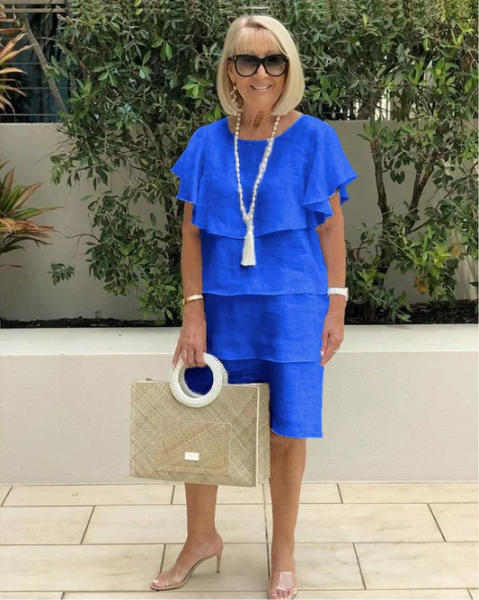 Kurzarm Kleid mit Rüschen