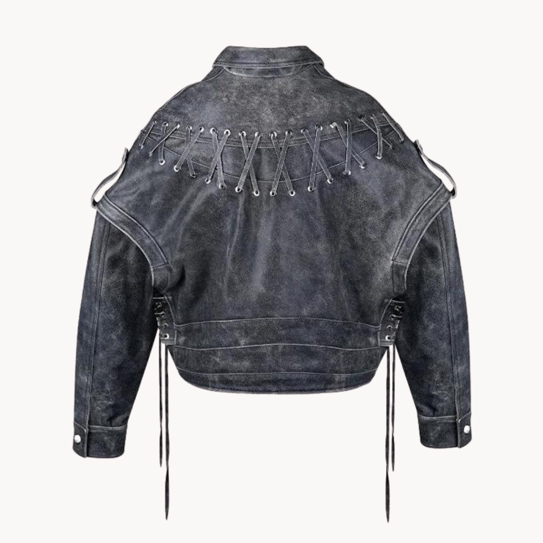 Klassische schwarze Leder-Bikerjacke
