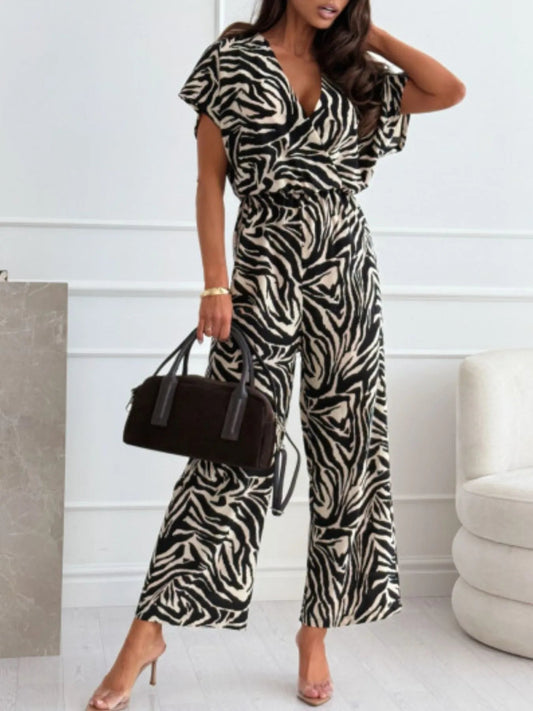 Weitbein-Jumpsuit mit Animal-Print für Damen