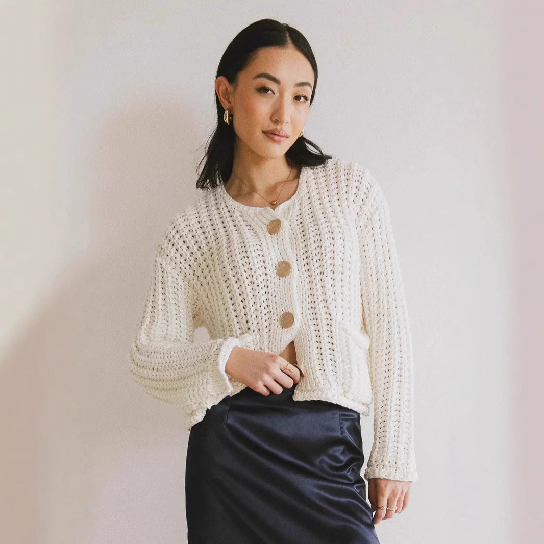 Cozy Chic Damen-Strickjacke mit Knöpfen und Taschen