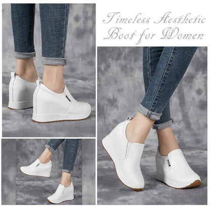 Schicke Stiefeletten aus echtem Leder mit Blockabsatz