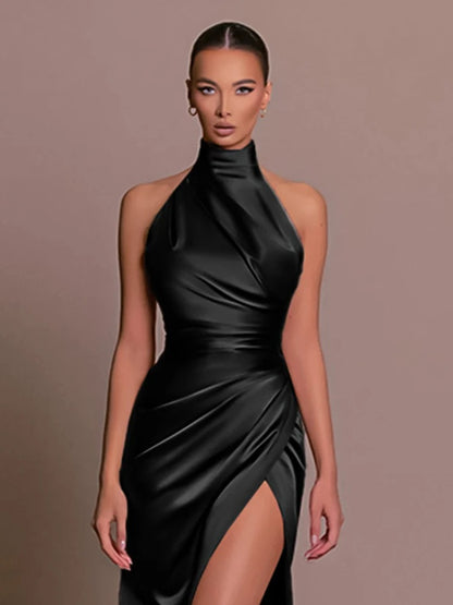 Viktoria® | Neckholder-Abendkleid mit hohem Beinschlitz