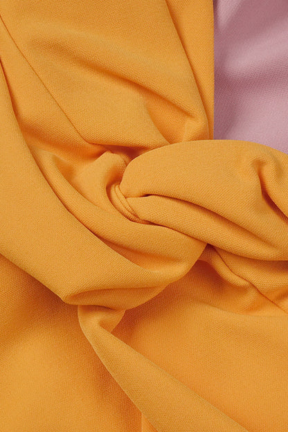 Midi-Kleid mit farbigen Puffärmeln