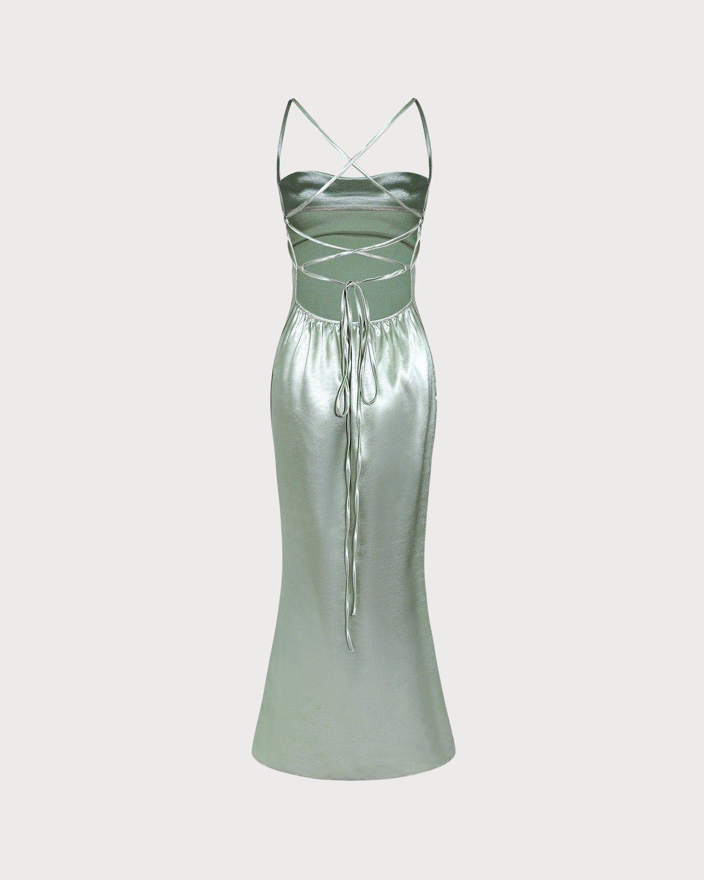 Grünes X-Cross Slip A-Linien Maxi-Kleid