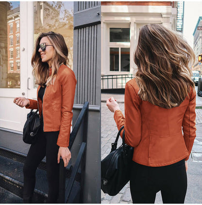 Elegante italienische Leder-Bikerjacke