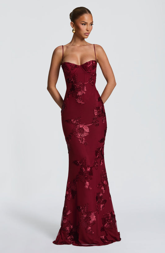 Damen Velours Maxikleid