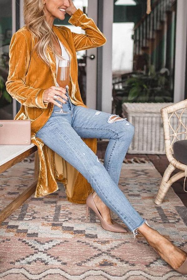 Samtkimono-Mantel für gemütliche, stilvolle Lagenlooks