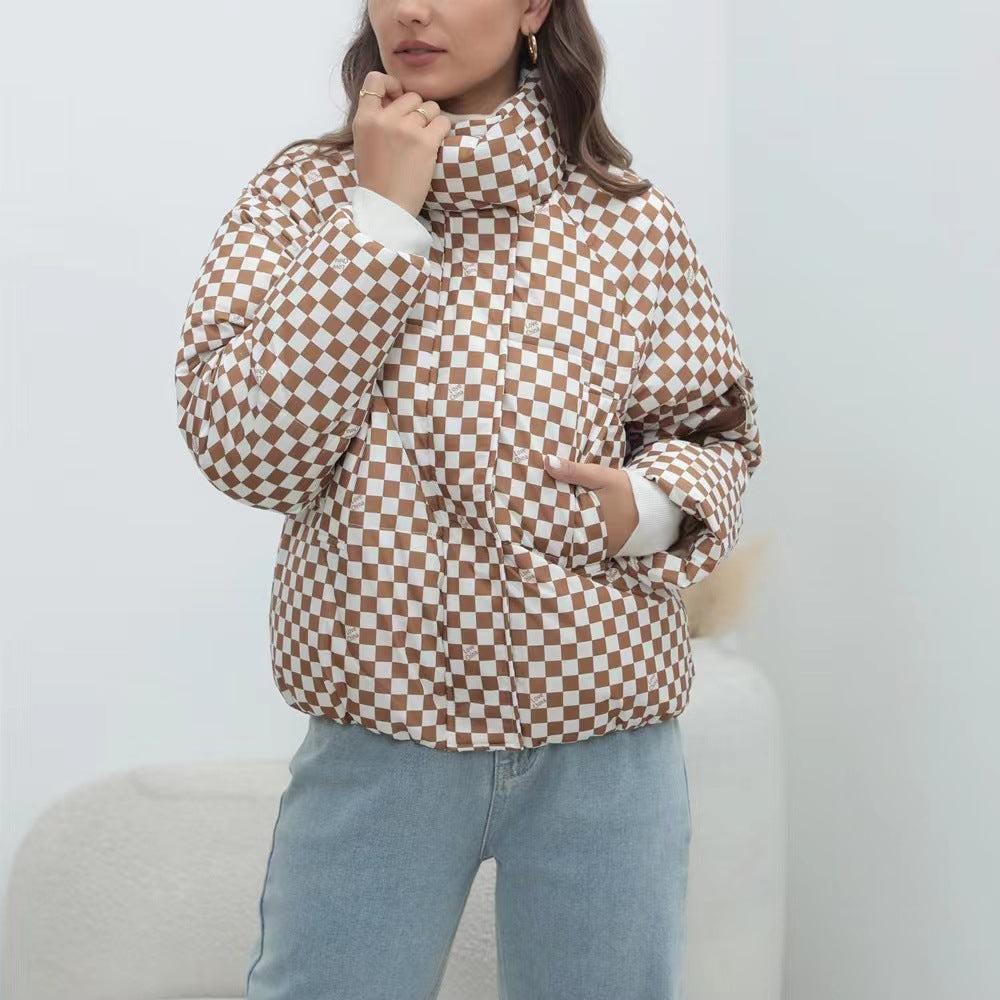 Damen Steppjacke Winddicht mit hohem Kragen
