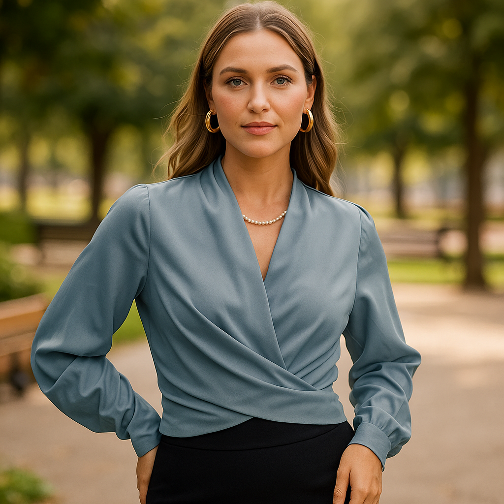 Elegante Bluse mit Puffärmeln und V-Ausschnitt für stilvolle Alltagslooks