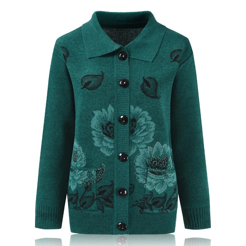 Ava® | Strickjacke mit Blumenstickerei