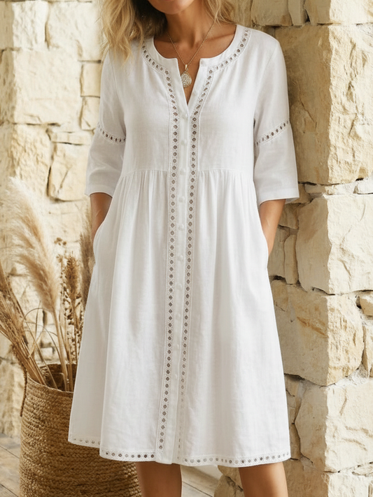 Premium Leinen Midikleid für Damen