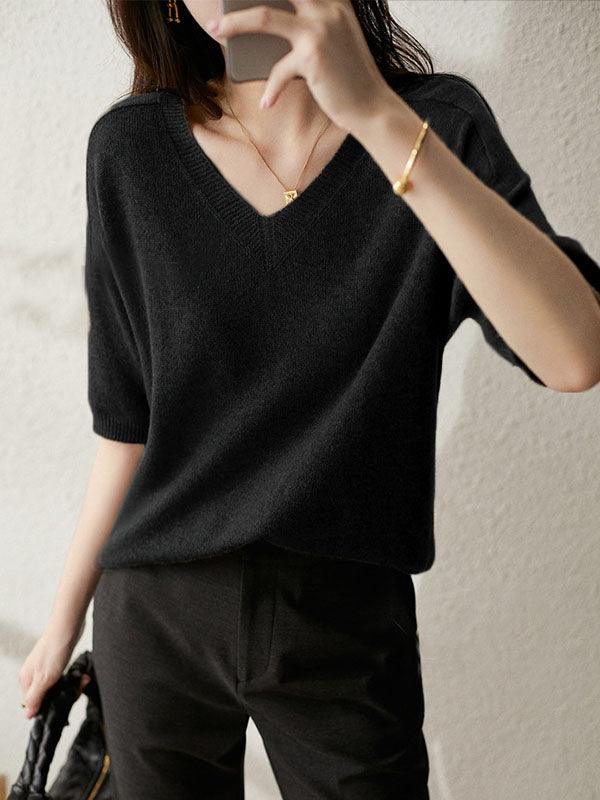 Luxuriöser weicher Kaschmir-V-Ausschnitt-Pullover für Damen