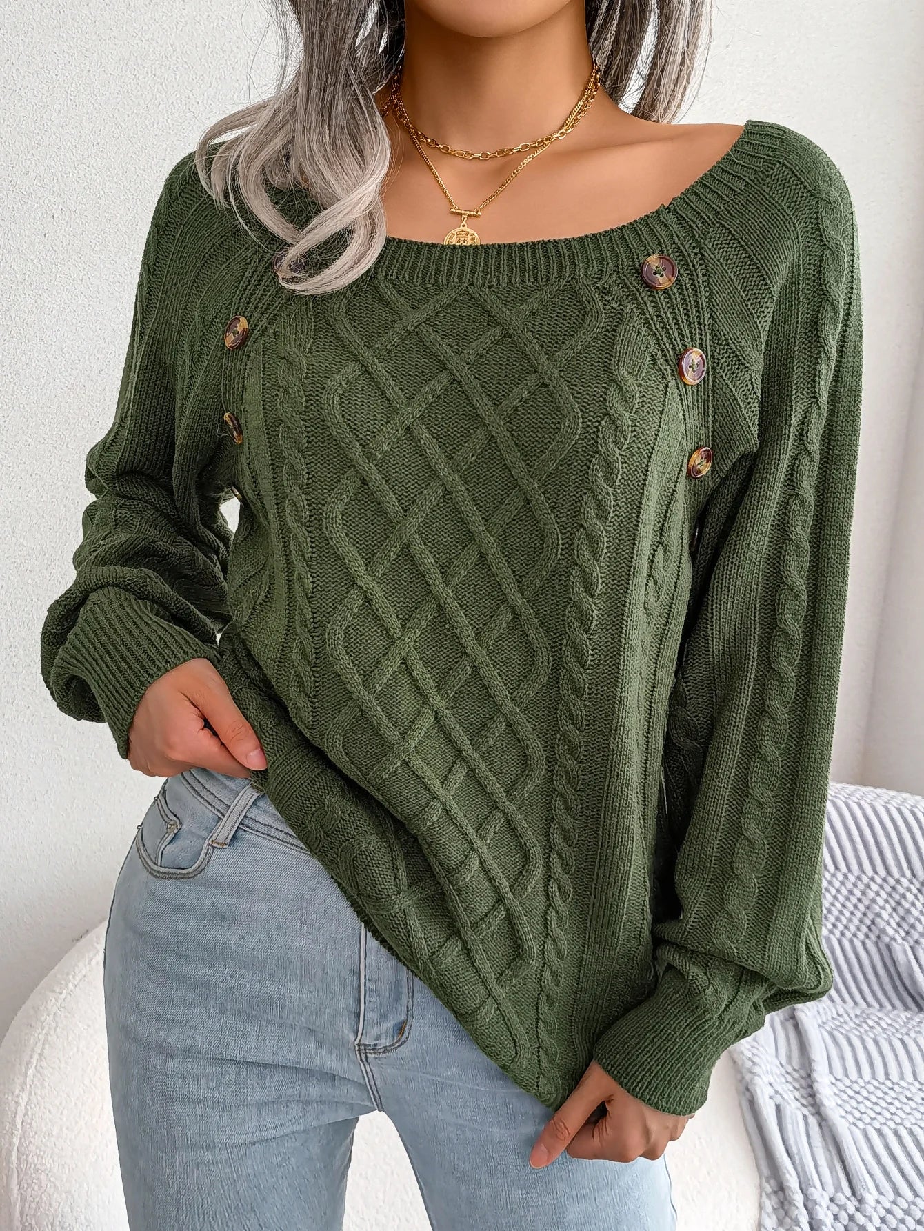 Ava® | Strickpullover mit Knopfdetails