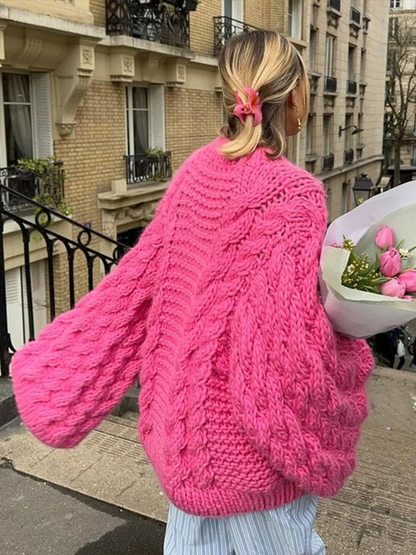 Gemütlicher Grobstrick-Übergroßer Pullover mit hohem Kragen