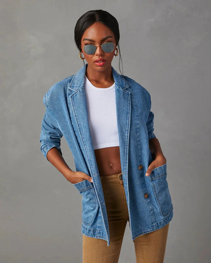 Elegante Damen Jeansblazer-Jacke für stilvolles Layering