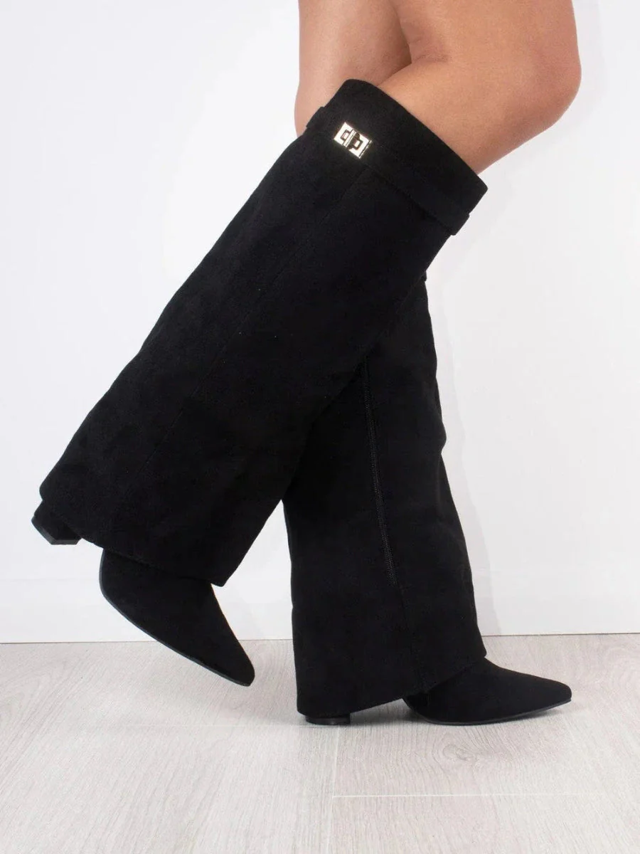 Schicke Kniehohe Stiefel mit Umschlag für Damen