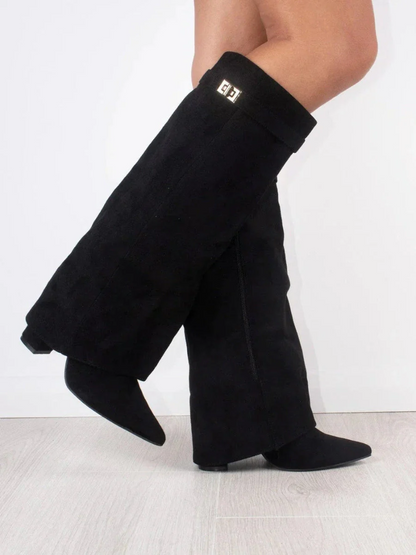 Schicke Kniehohe Stiefel mit Umschlag für Damen