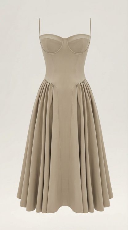 Damen Midikleid mit Blumenmuster und Korsett sowie herzförmigem Ausschnitt