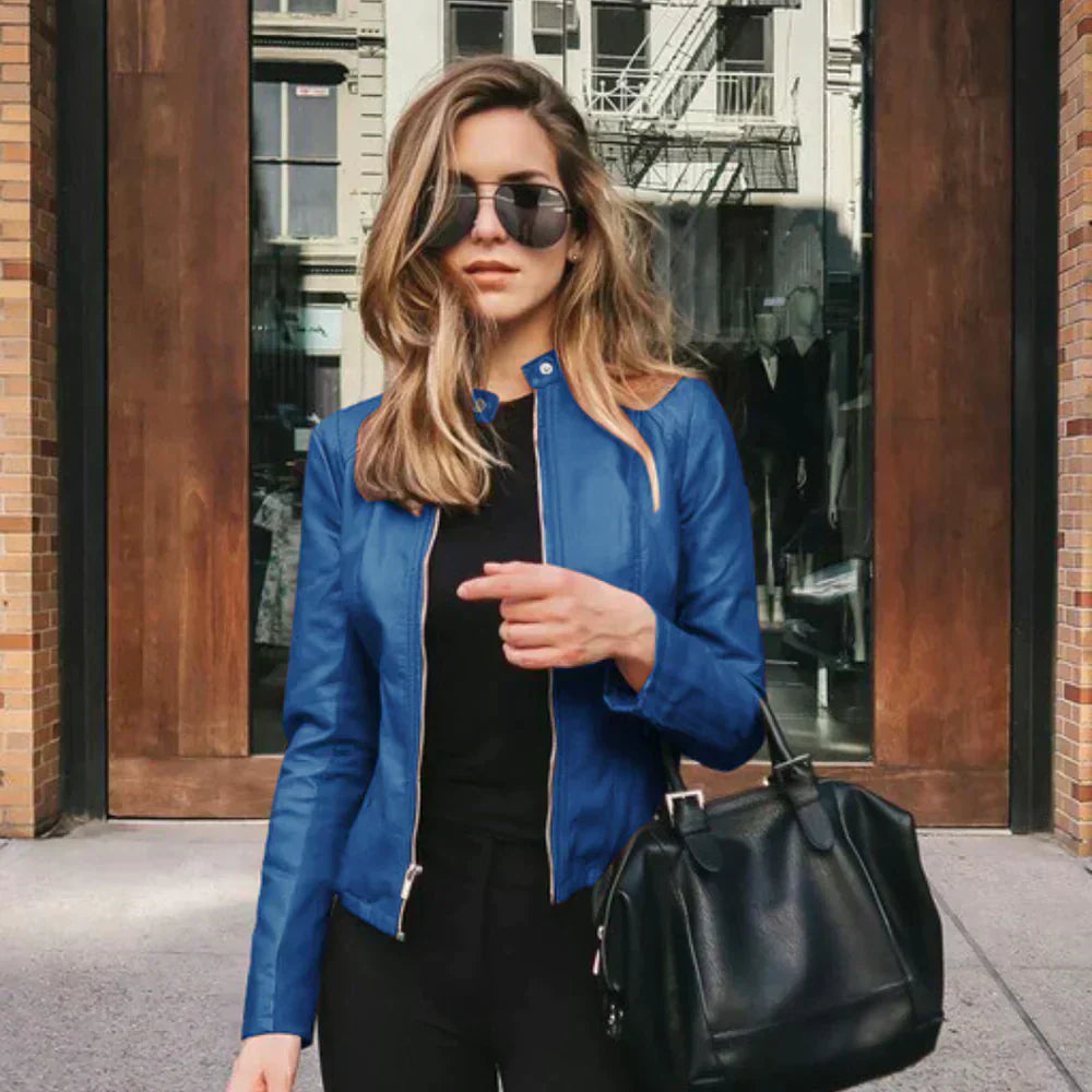 Elegante italienische Leder-Bikerjacke