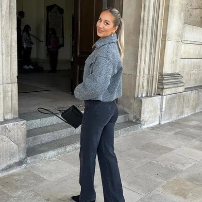 Schicker kurz geschnittener Wollmantel für Herbst und Winter