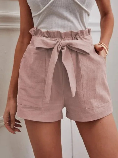 Hochtaillierte Shorts mit Bindegürtel für Damen
