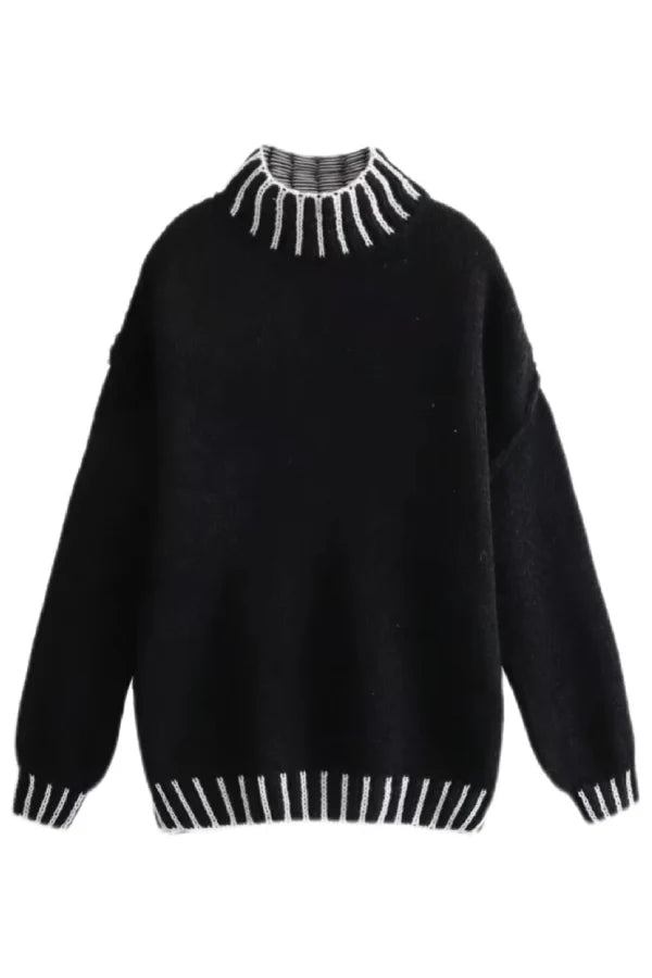 Gemütlicher Rollkragenpullover mit Farbblockdesign