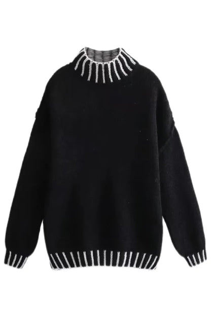 Gemütlicher Rollkragenpullover mit Farbblockdesign