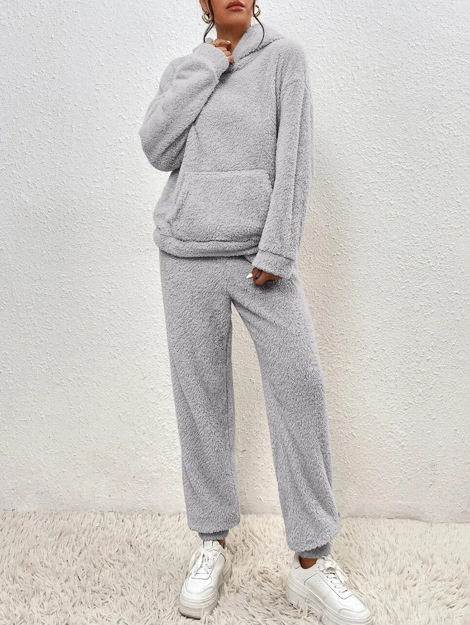 Gemütliches Teddy-Zweiteiler-Loungewear-Set für Damen