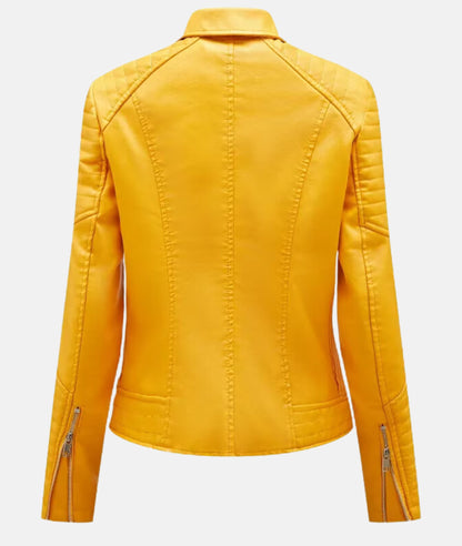 Schicke Damen Bikerjacke aus Kunstleder