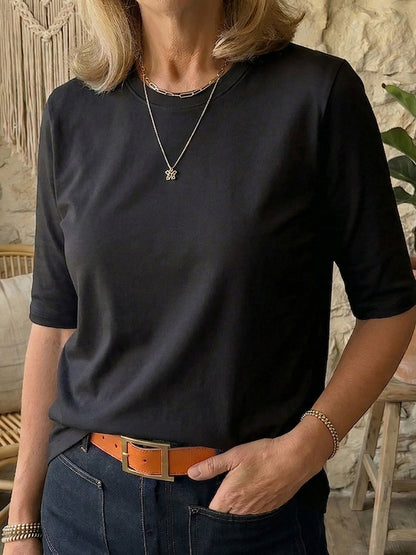 Gemütliches minimalistisches Halbarm-Baumwoll-T-Shirt
