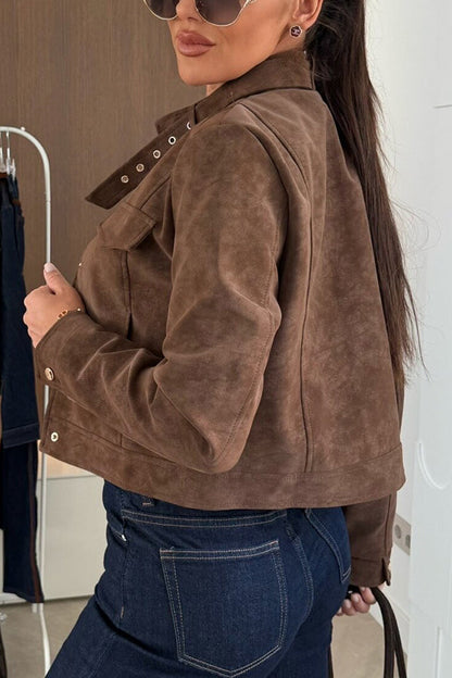 Schicke lässige Jacke mit langen Ärmeln und Knopfleiste