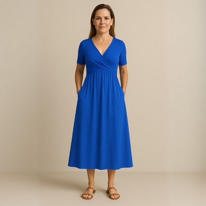 Irene® | Midikleid mit V-Ausschnitt und fließender Silhouette