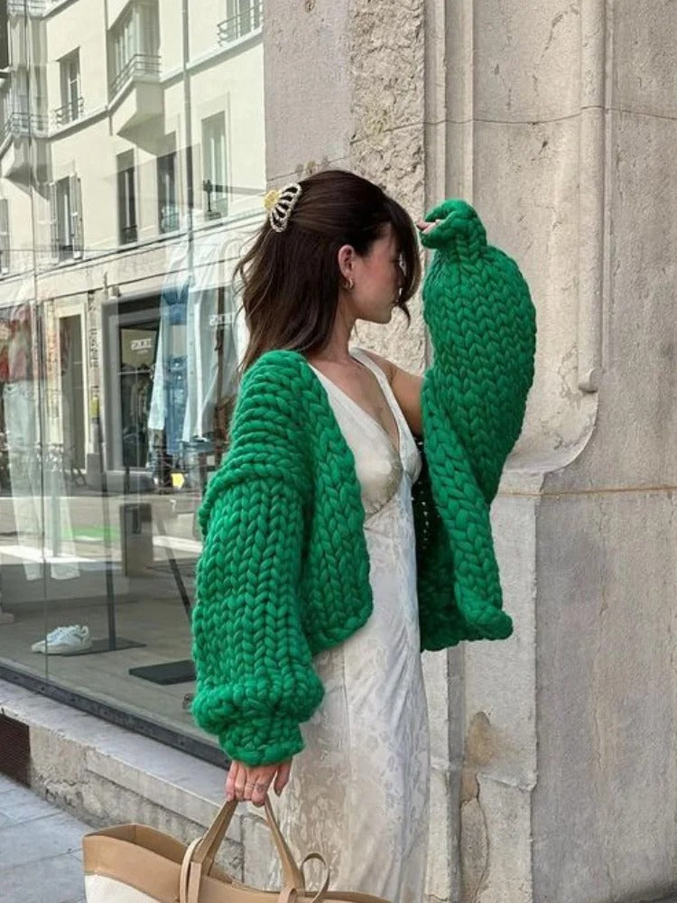 Gemütlicher Strick-Cardigan in Uni-Farbe, Freizeitstil