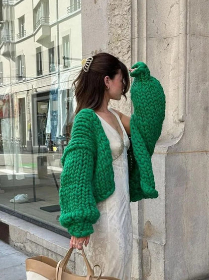 Gemütlicher Strick-Cardigan in Uni-Farbe, Freizeitstil