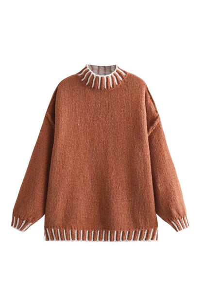 Gemütlicher Rollkragenpullover mit Farbblockdesign