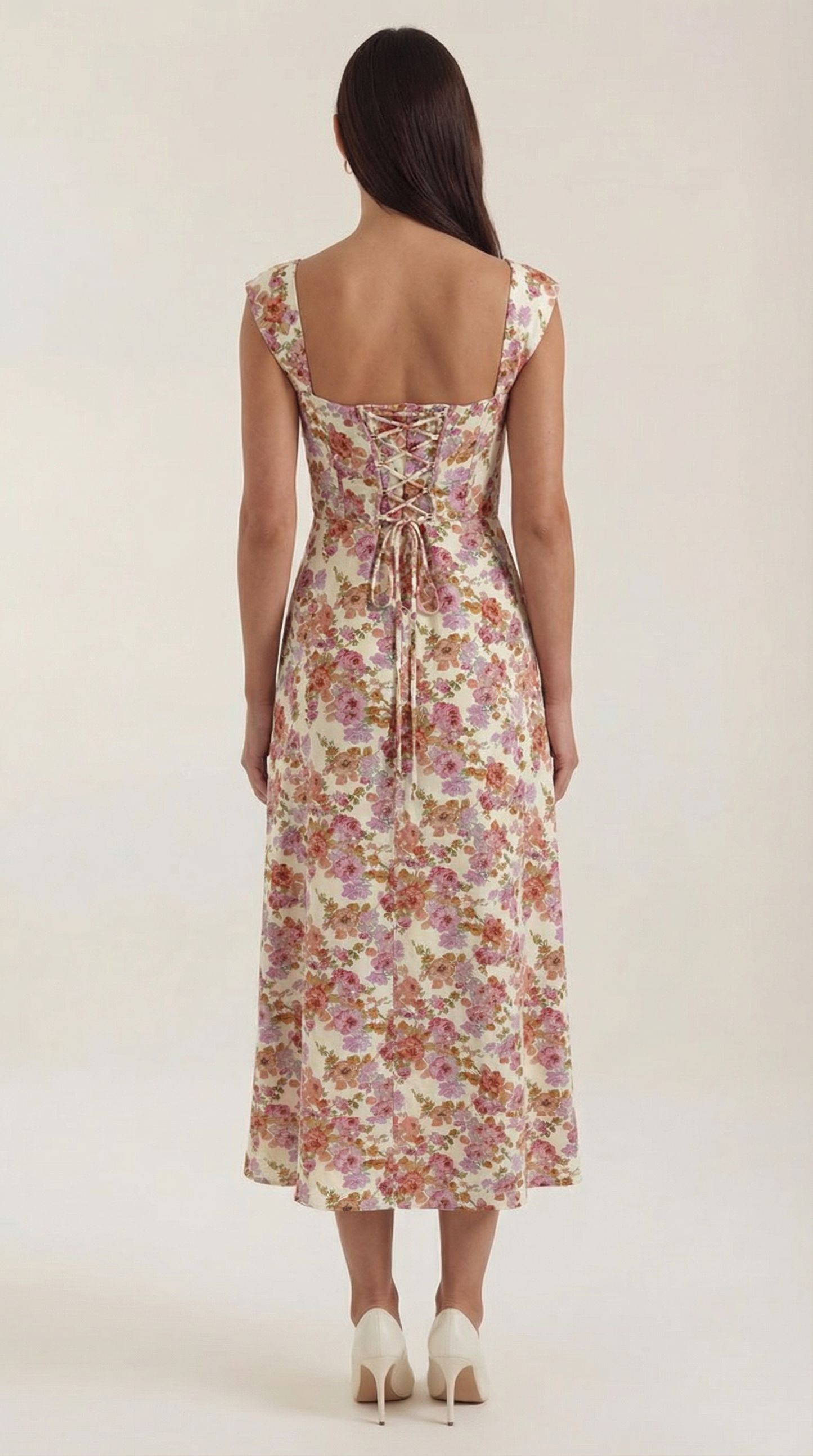 Damen Korsett Midi Kleid Hochzeitsgast Kleid