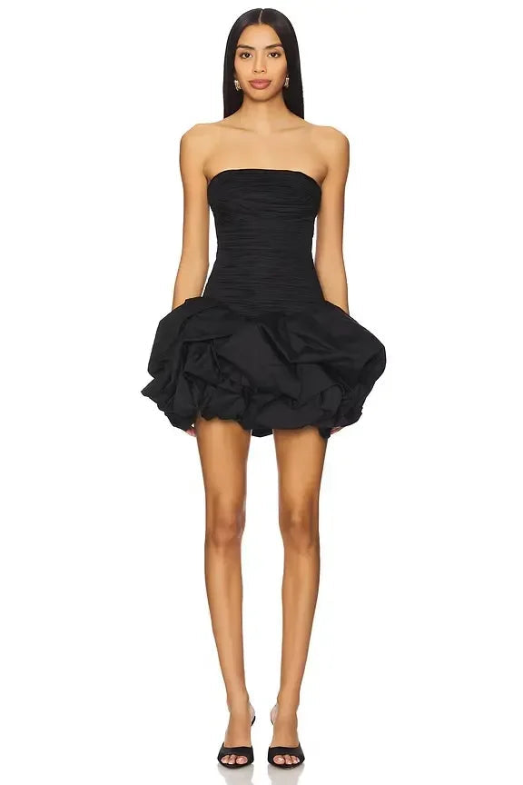 Weißes kurzes Abendkleid für Damen mit Bubble-Saum