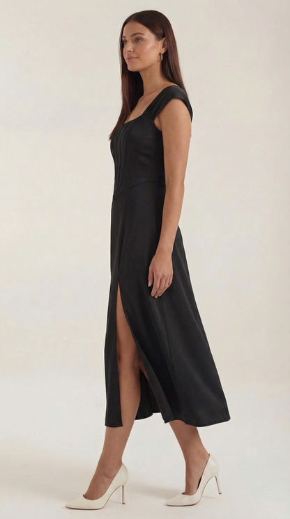 Damen Korsett Midi Kleid Hochzeitsgast Kleid