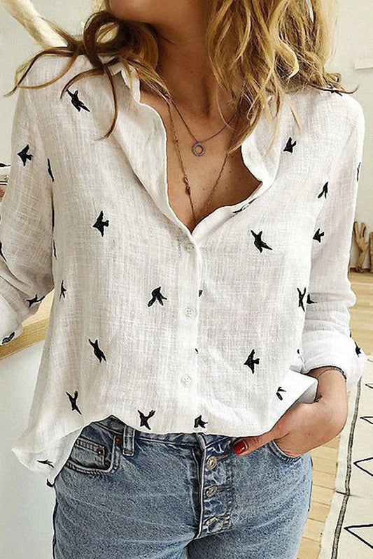Lyann® | Bluse aus Baumwoll-Leinen mit französischem Landhausmuster