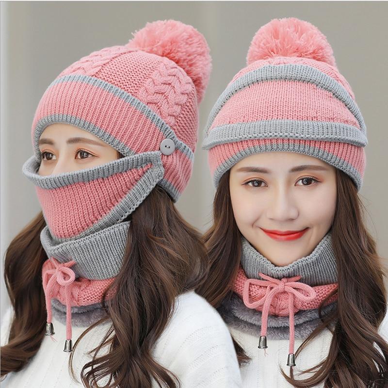 Gemütliches Strickset aus Wintermütze und Schal für Damen