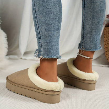 Gemütliche, mit Fleece gefütterte Hausschuhe zum Hereinschlüpfen für Damen