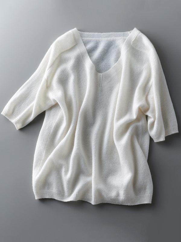 Luxuriöser weicher Kaschmir-V-Ausschnitt-Pullover für Damen