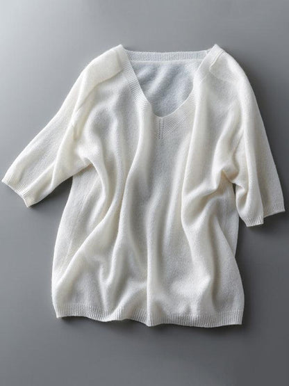 Luxuriöser weicher Kaschmir-V-Ausschnitt-Pullover für Damen