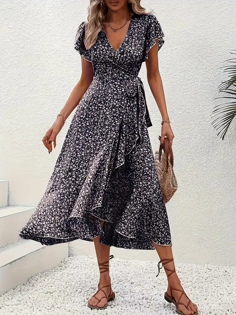 Florales Wickelkleid für Damen