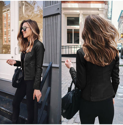 Elegante italienische Leder-Bikerjacke