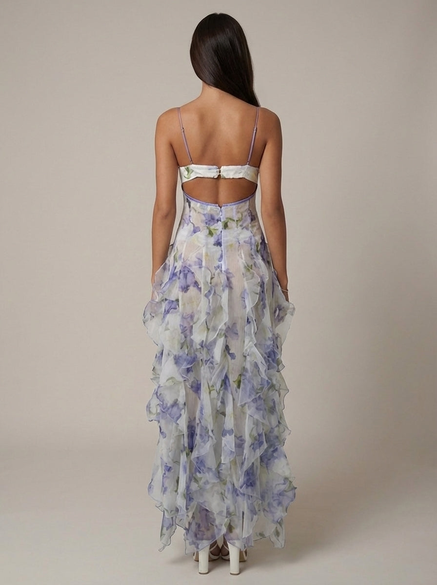 Santorini Maxikleid mit Blumenmuster