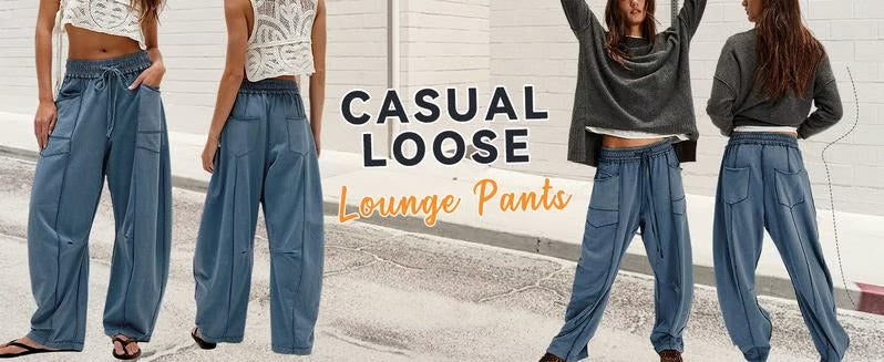 Bequeme Lounge-Sweatpants mit weitem Bein und Taschen