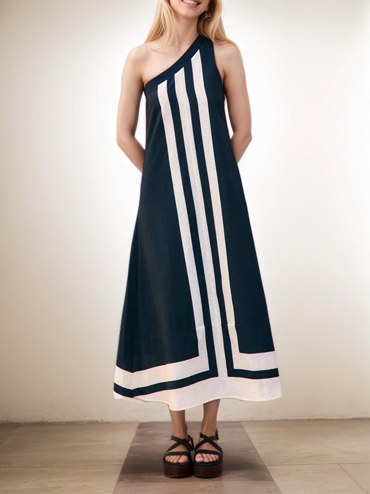 Asymmetrisches Midikleid mit Ausschnitt für Damen